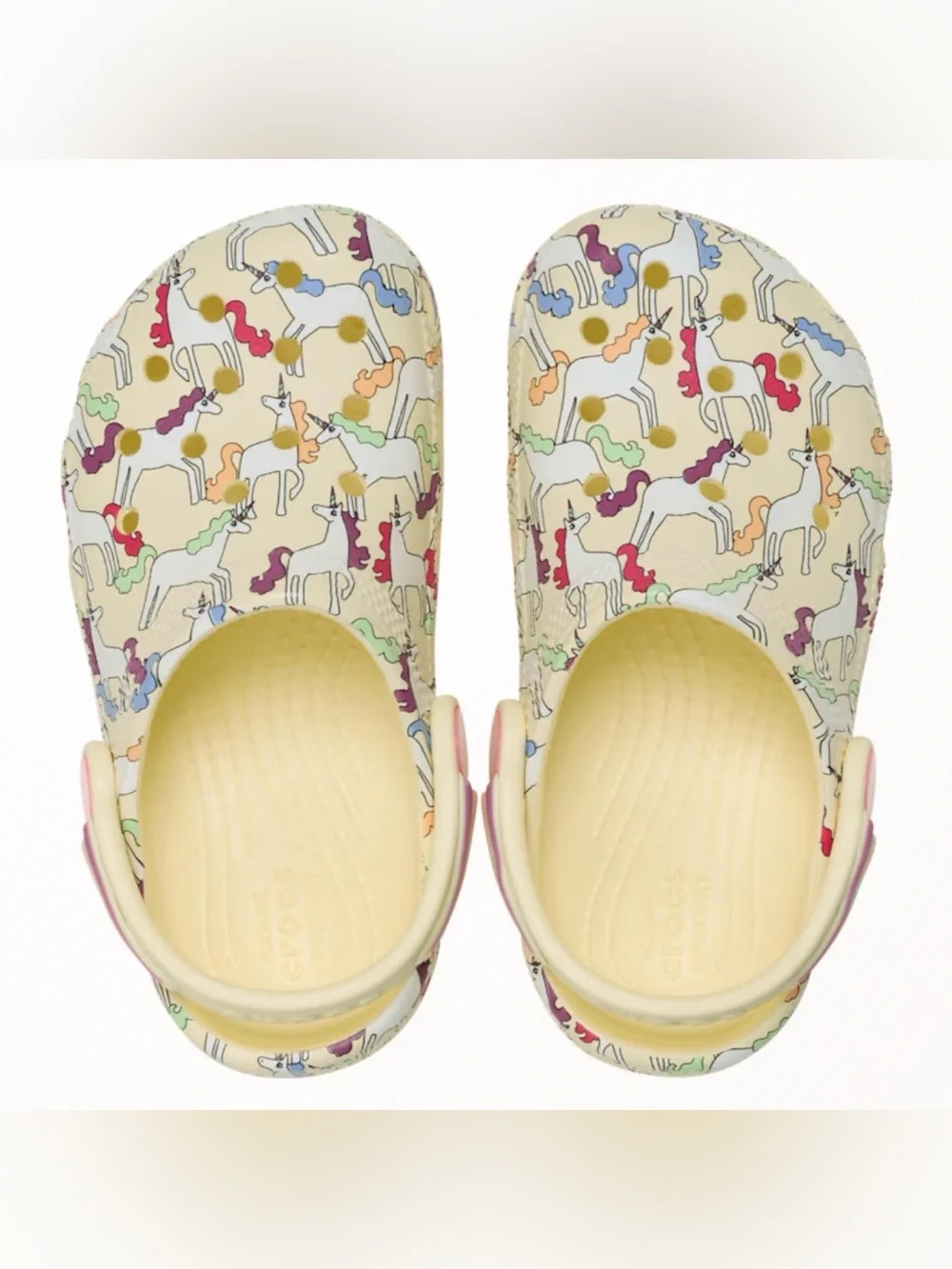 CROCS Kids Classic Clog Pale Yellow Unicorn Print